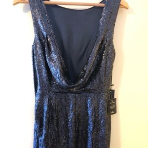 Lulus Navy Sequin low back mini dress